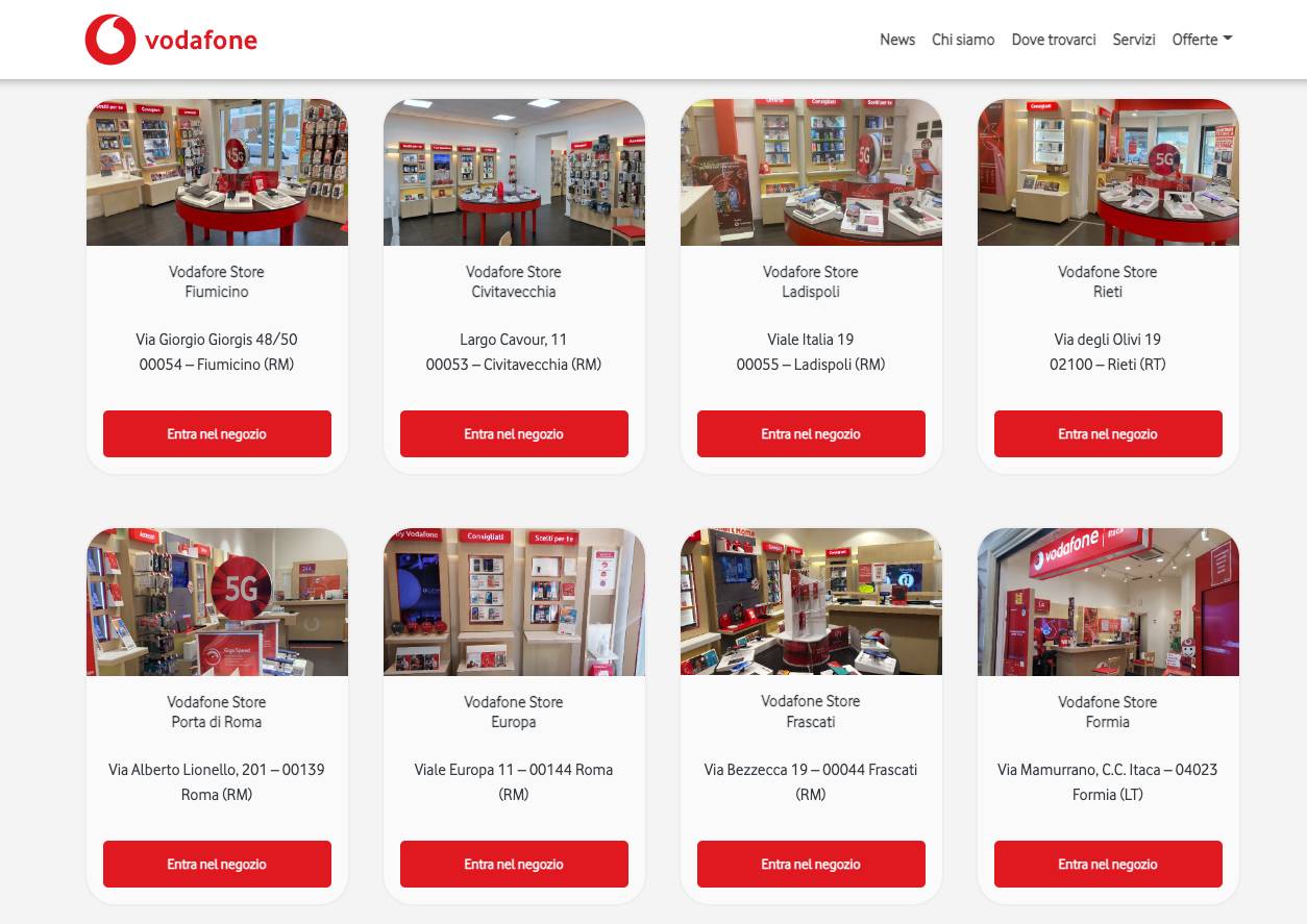 EasyDigitalAgency ha realizzato il portale per gli store Vodafone